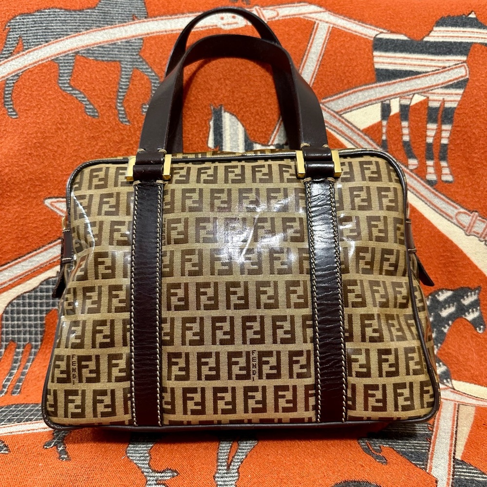 FENDI ❤️🌟 FF MONOGRAM COATED CANVAS BOSTON BAG ⭐️